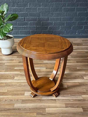 Art Deco Walnut Two-Tier Round Side Table