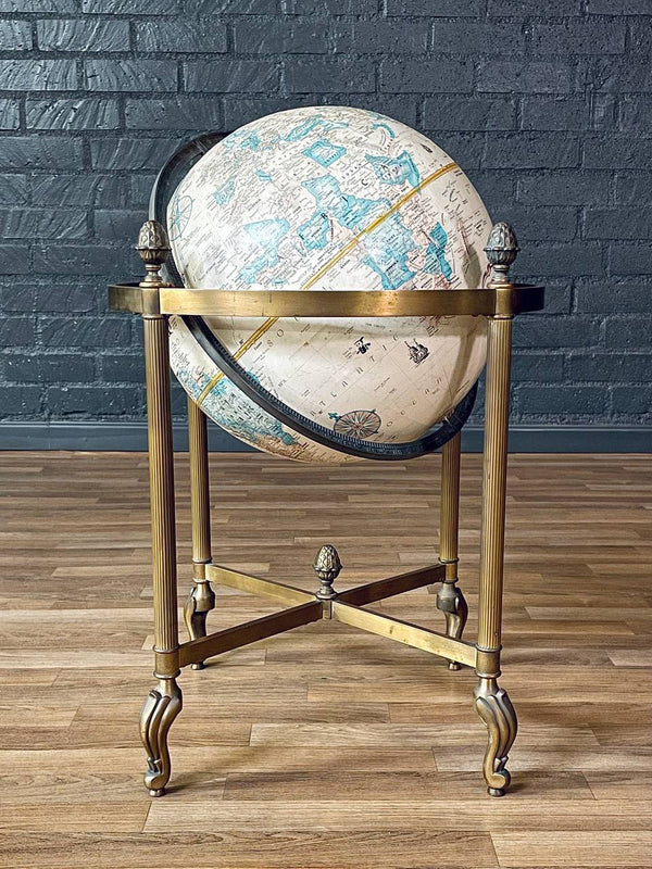 Neoclassical Style Replogle “World Classic” 16-Inch Globe on Brass Stand, c.1970’s
