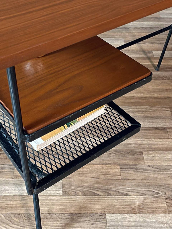 Mid-Century Modern Floating Top Iron & Walnut Writing Desk, c.1950’s