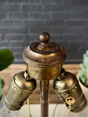 Antique Arts & Crafts Oak Pyramid Style Table Lamp, c.1940’s