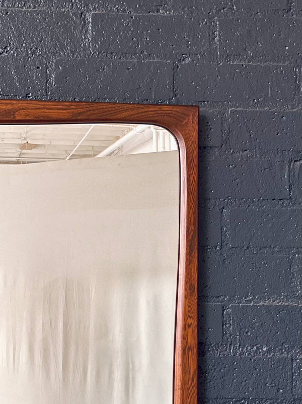 Mid-Century Modern Sculpted Walnut Wall Hanging Mirror, c.1960’s