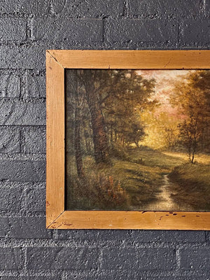 Vintage American Tonalist Oil Painting of Woodland Stream, c.1920’s
