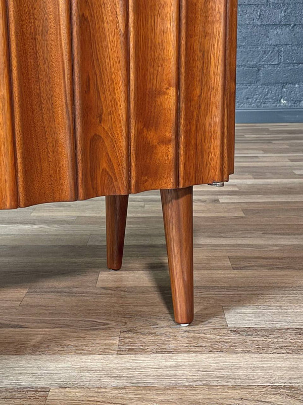 Mid-Century Modern Sculpted Walnut Bow-Front Cabinet, c.1960’s