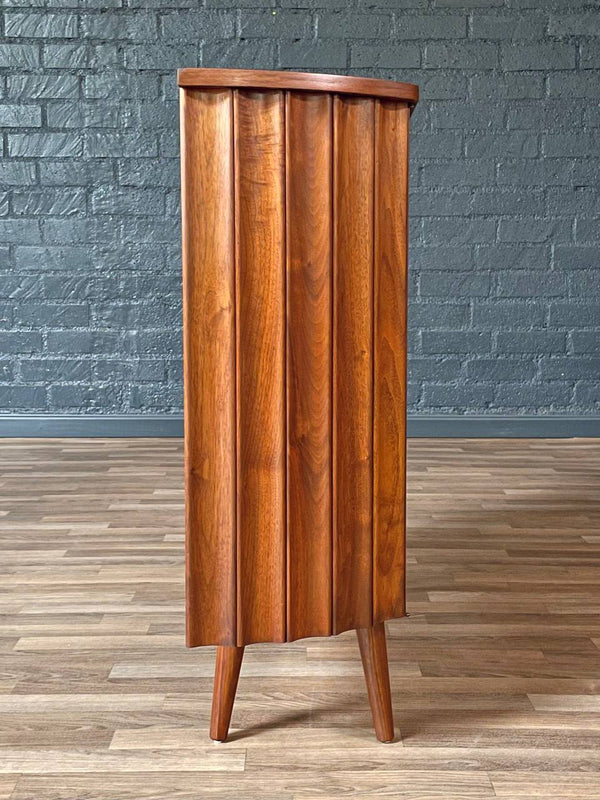 Mid-Century Modern Sculpted Walnut Bow-Front Cabinet, c.1960’s