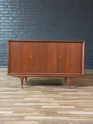 Mid-Century Modern  Walnut Credenza w/ Brass Accent Legs, c.1960’s