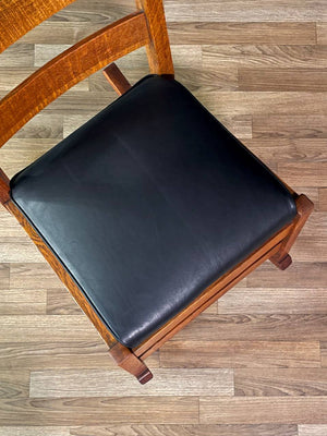 Arts & Craft Mission Tiger Oak & Leather Rocking Chair by Stickley, c.1910’s