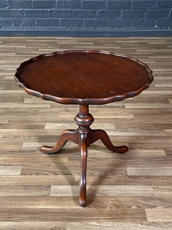 English Georgian Style Mahogany Pie Crust Side Table, c.1940’s