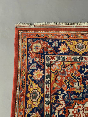 Vintage Persian-Style Hand-Knotted Wool Floral Medallion Area Rug