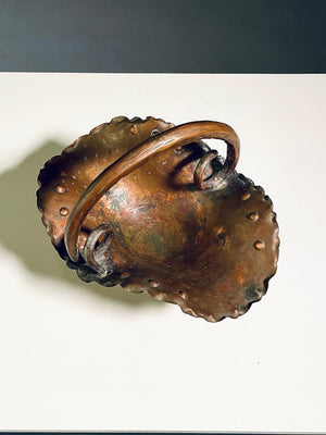 American Arts & Crafts Hand-Hammered Copper Pedestal Basket, c.1930's