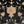 Persian-Style Black & Ivory Floral Medallion Rug with Inscription