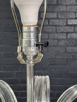 Hollywood Regency Sculptural Curved, Clear Lucite Table Lamp, c.1970's
