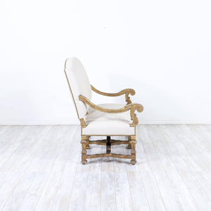 Italian Gold-Leaf Carved Giltwood & Linen Sofa