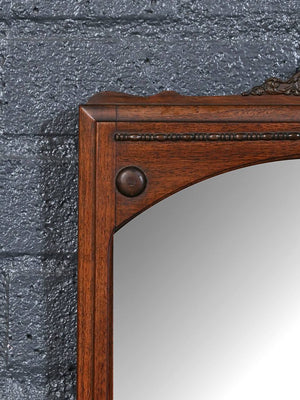 Victorian Renaissance Revival Wood Wall Mirror with Ornate Crest, c.1930's
