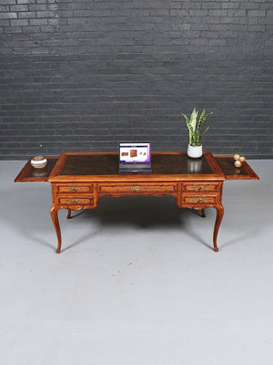 John Widdicomb Louis XV Fruitwood & Leather Top Writing Desk with Pull-Out Side Slides, c.1950's