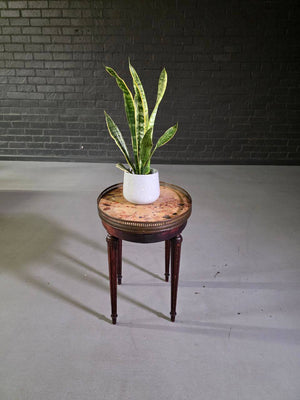 French Louis XVI Revival Breccia Marble & Brass Side Table, c.1940's