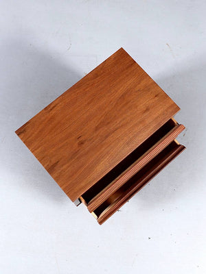 Mid Century Modern Sculpted Walnut Two-Drawer Nightstand, c.1960's