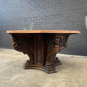 Antique Italian Renaissance Style Carved Walnut Dining Table