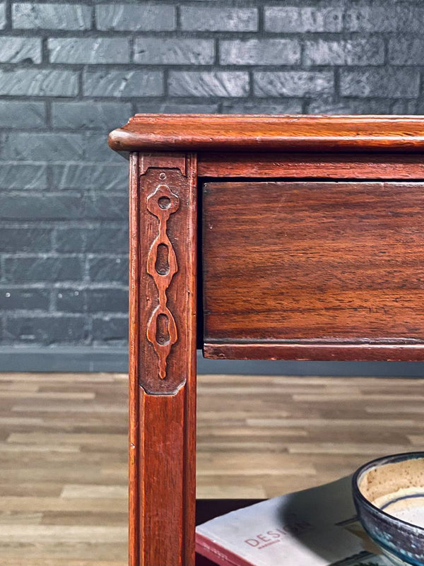 Pair of American Colonial Style Mahogany Night Stands w/ Bookcase, c.1930’s
