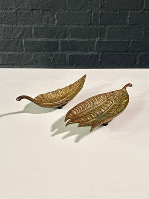 Pair of Vintage Brass Leaf Tray Sculptures by Oscar JW Hansen, c.1940’s