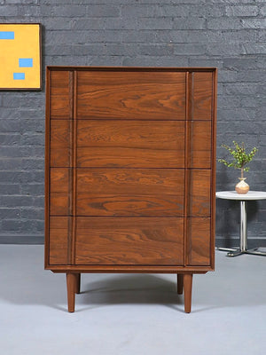 Mid-Century Modern 4-Drawer Sculpted Highboy Dresser, c.1960’s