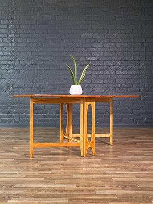 Mid-Century Norwegian Modern Teak & Birch Drop Leaf Dining Table by Bendt Winge, c.1960’s