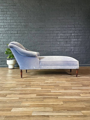 Vintage French Louis XVI Style Chaise Lounge w/ Fluted Legs, c.1950’s