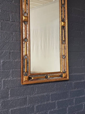 Antique Spanish Colonial Gilded Mirror w/ Distressed Glass, c.1950’s