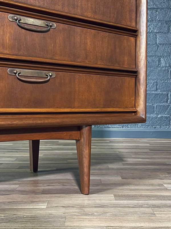 Mid-Century Modern 9-Drawer Sculpted Walnut Dresser by United Furniture, c.1960’s