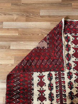Vintage Central Asian Tribal Hand-Knotted Wool Rug – Yomut Turkmen Design c.1960’s