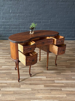 French Kidney Style Carved Writing Desk, c.1950’s