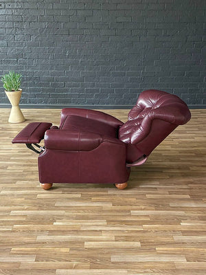 Ethan Allen Burgundy Leather Chesterfield Reclining Chair