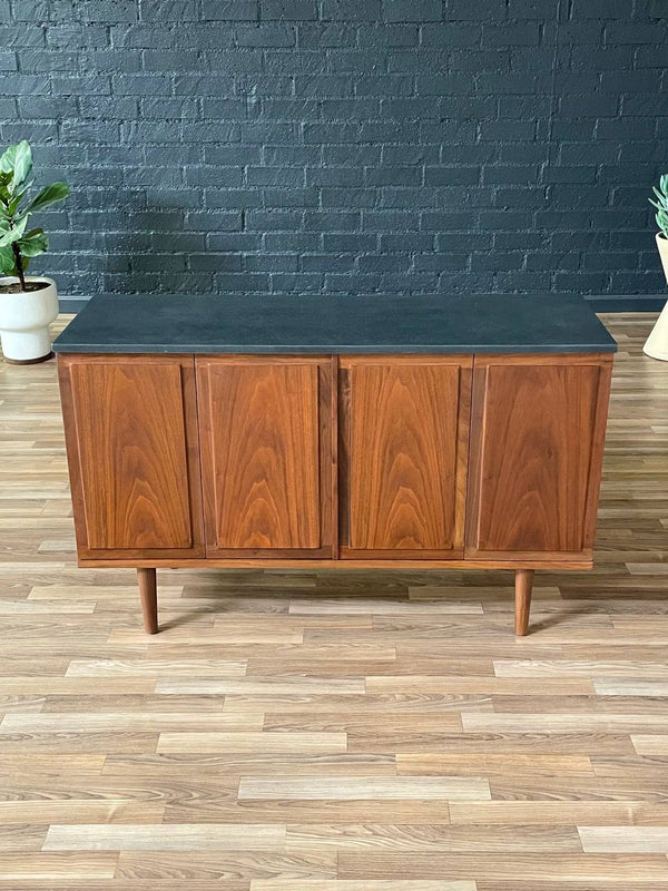 Mid-Century Modern Walnut Credenza w/ Stone Top by Jack Cartwright, c.1960’s