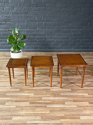 Set of Mid-Century Modern “Sophisticate” Nesting Tables w/ Brass Accents, c.1960’s