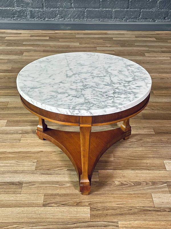 Mid-Century Carrera Marble & Walnut Side Table, c.1960’s
