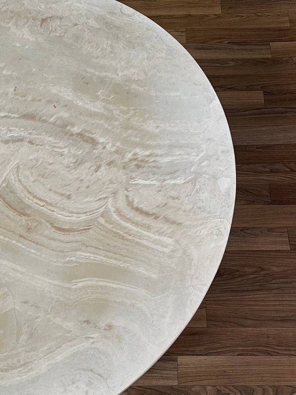 Mid-Century Modern Round Marble & Walnut Coffee Table, c.1960’s