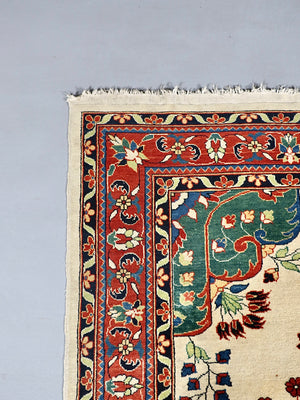 Vintage Indo-Persian Tabriz Floral Medallion Hand-Knotted Wool Rug, c.1970’s