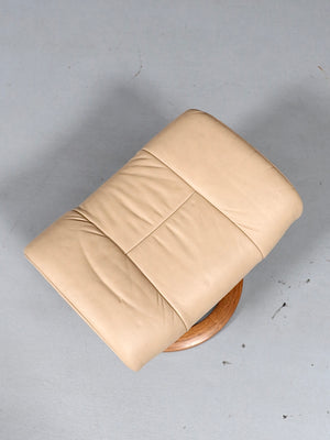 Scandinavian Modern “Stressless” Tan Leather Ottoman by Ekornes