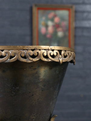 Antique Neoclassical Revival Brass & Gilt Metal Jardinière Plant Stand, c.1920’s