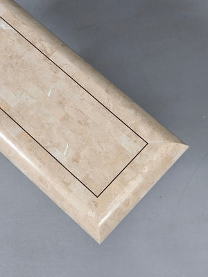 Post Modern Tessellated Travertine & Brass Inlaid Console Table, c.1970’s
