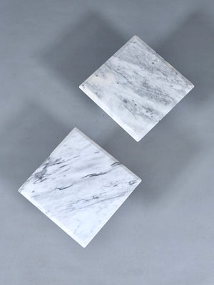 Pair of Postmodern Carrara Marble Pedestal Side Tables, c.1980’s
