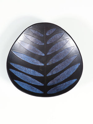 Signed Post Modern Glazed Ceramic Pattern Leaf Bowl, c.1980's