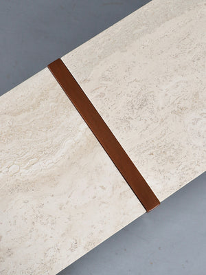 Italian Travertine Top & Walnut Coffee Table by Sligh Lowry, c.1950’s