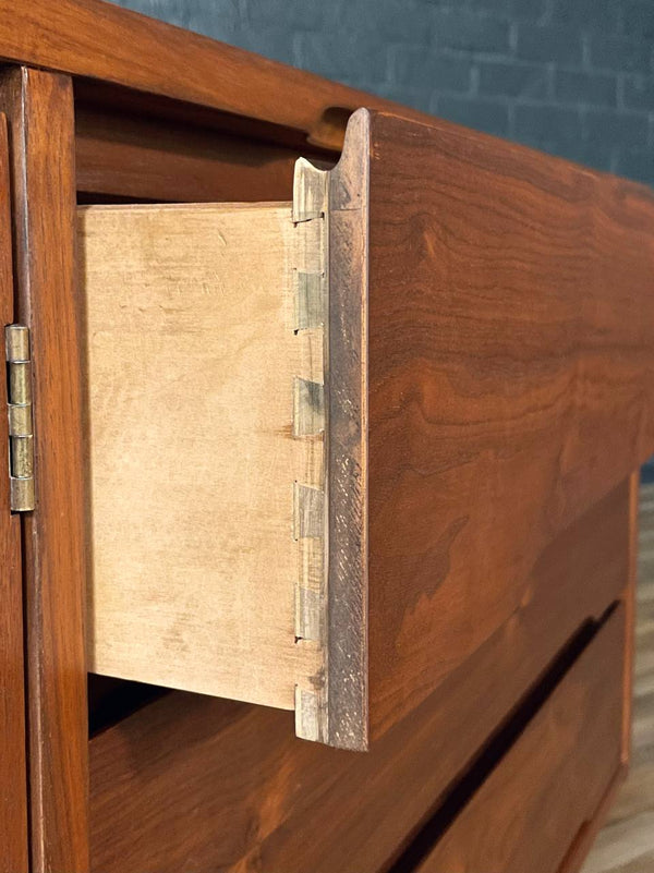 Mid-Century Modern Sculpted Walnut Credenza by Stanley, c.1960’s