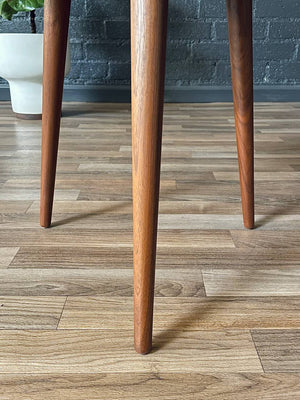 Mid-Century Modern Walnut Tripod Side Table w/ Crema Marfil Marble,c.1960’s