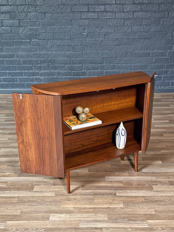 Mid-Century Modern Sculpted Walnut Bow-Front Cabinet, c.1960’s