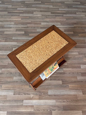 Mid-Century Modern Magazine Rack Side Table w/ Cork Top, c.1960’s