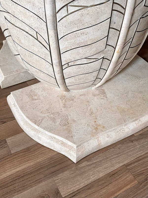Post Modern Tessellated Stone Leaf Motif Split-Base Dining Table, c.1980’s