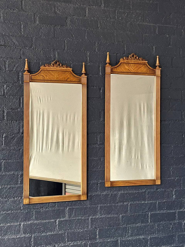 Pair of French Neoclassical Style Mirrors w/ Ribbon Crest, c.1950’s