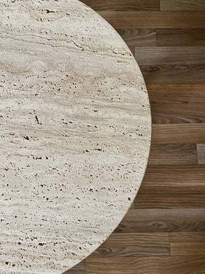 Mid-Century Modern Walnut Tripod Side Table w/ Travertine Marble Stone,c.1960’s