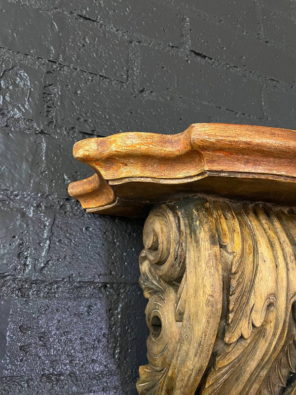 Pair of Classical Italian Painted & Carved Wood Wall Brackets, c.1940’s